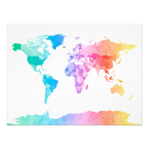 Aquarellkarte der Weltkarte Fotodruck