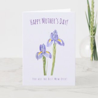 Aquarellkarte lila Iris Muttertagskarte Einladung