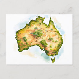 Aquarellkarte von Australien Postkarte