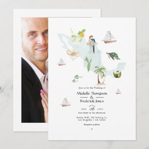 Aquarellkarte von Mexiko Zielort Hochzeitsfoto Einladung