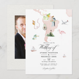 Aquarellkarte von Rio Hochzeit in Urlaubsort Foto Einladung