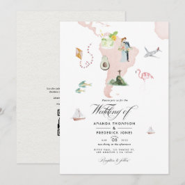 Aquarellkarte von Rio Zielort QR Code Hochzeit Einladung
