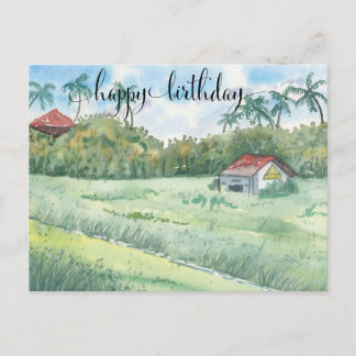Aquarellkarten für ihn, Aquarellfelder Postkarte