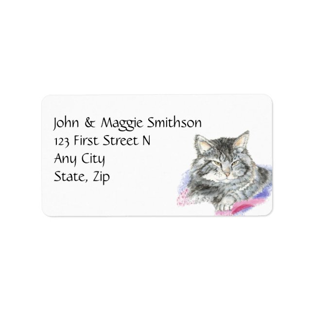 Aquarellkarton Katze Tieradresse Adressaufkleber (Vorne)