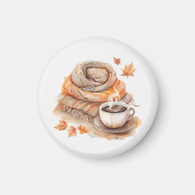 Aquarellkarton und Tasse des Kaffees Magnet (Vorne)