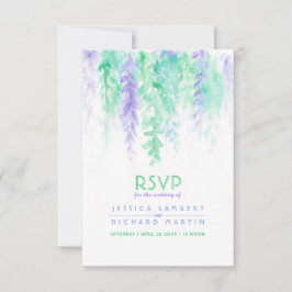 Aquarellkaskadierung Grün lila Hochzeit RSVP