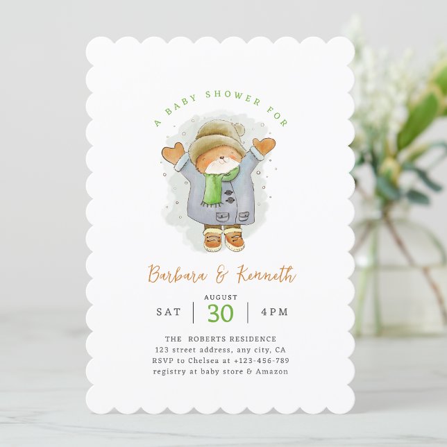Aquarellkat Einfache Geschlechtsneutrale Babydusch Einladung (Gender Neutral Baby Shower Invitation)