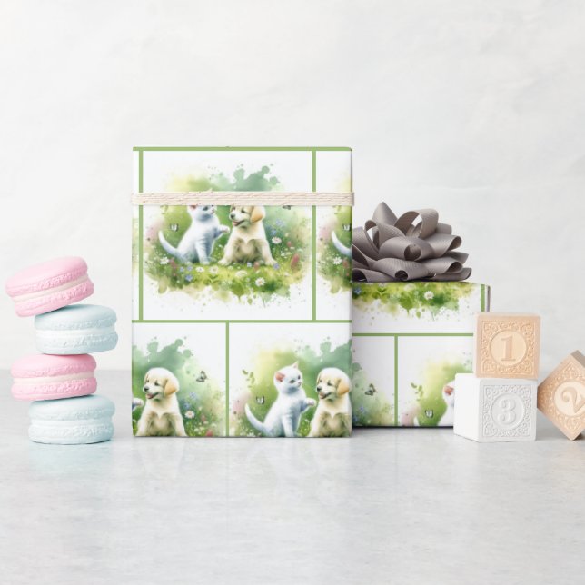 Aquarellkätzchen Geschenkpapier (Babyparty)