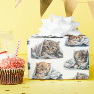 Aquarellkätzchen in den Decken Geschenkpapier