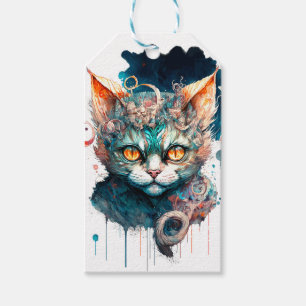 Aquarellkatze im Steampunkstil Geschenkanhänger