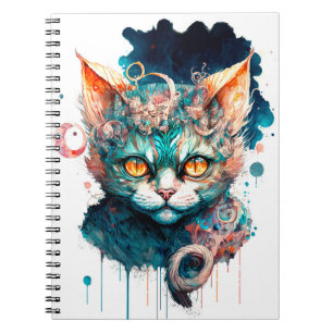 Aquarellkatze im Steampunkstil Notizblock