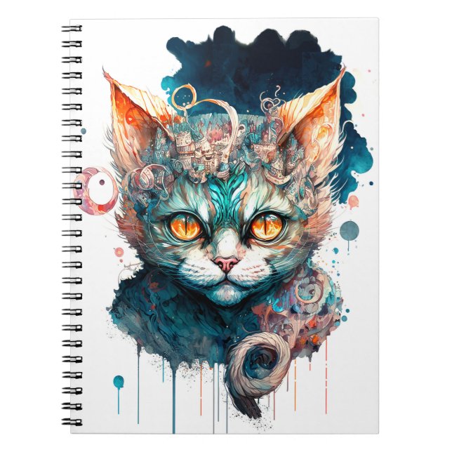 Aquarellkatze im Steampunkstil Notizblock (Vorderseite)