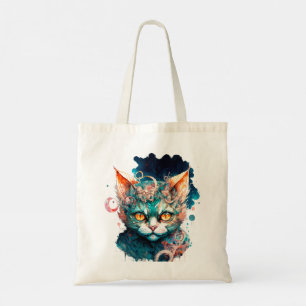 Aquarellkatze im Steampunkstil Tragetasche
