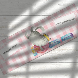 Aquarellkatze mit Ball auf rosa Buffalo Karo Yogamatte