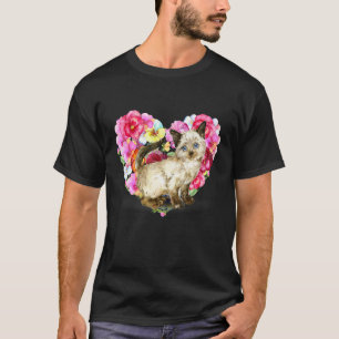 Aquarellkatze mit Blume und Schmetterling für Anim T-Shirt