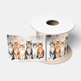 Aquarellkatzen im Schnee Satinband