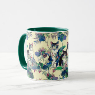 Aquarellkatzen in einem Garten Tasse