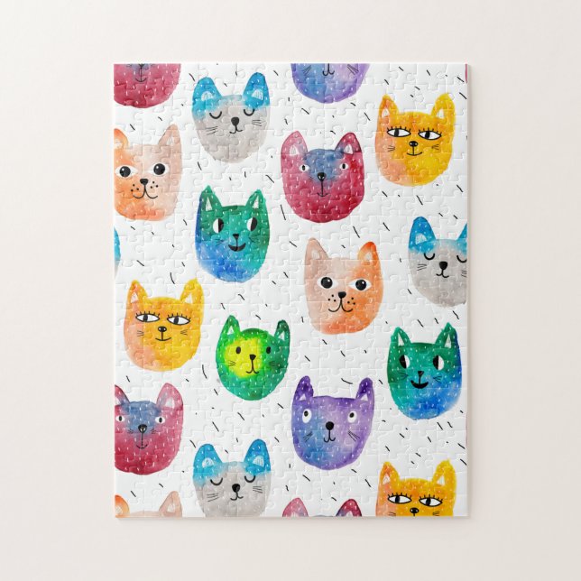 Aquarellkatzen und Freunde (Vertikal)