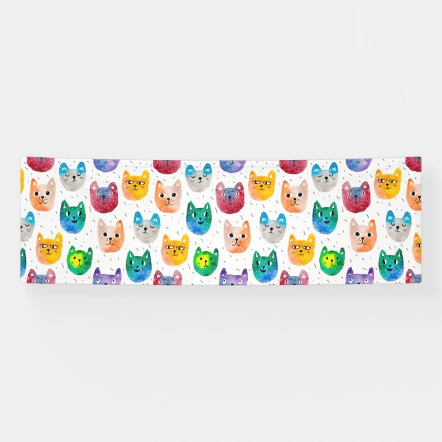 Aquarellkatzen und Freunde Banner (Horizontal)