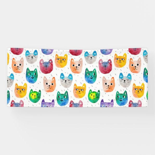 Aquarellkatzen und Freunde Banner (Horizontal)