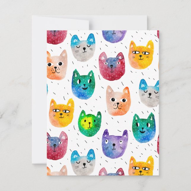 Aquarellkatzen und -freunde dankeskarte (Vorderseite)