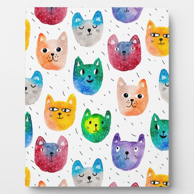 Aquarellkatzen und -freunde fotoplatte (Vorderseite)