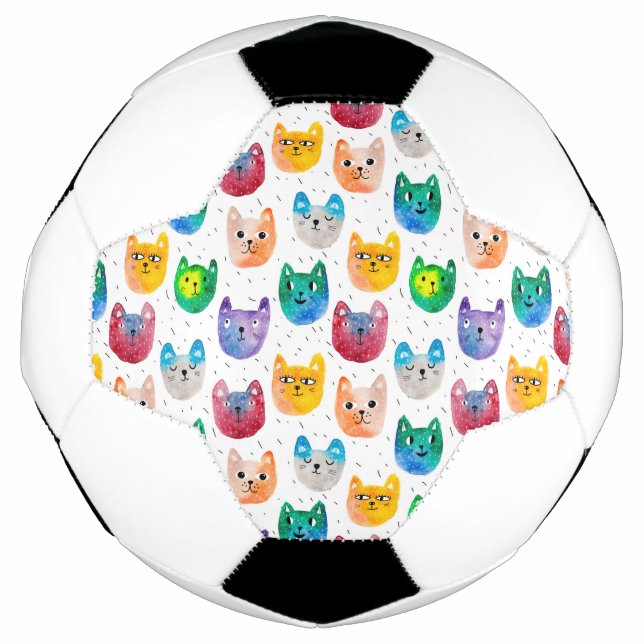 Aquarellkatzen und Freunde Fußball (Vorderseite)