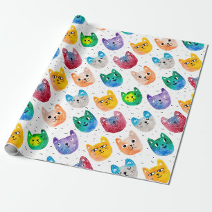 Aquarellkatzen und Freunde Geschenkpapier
