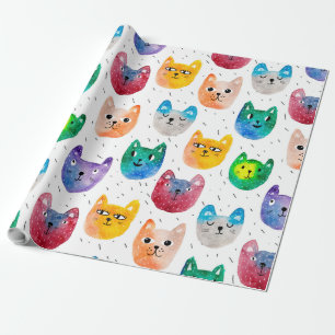 Aquarellkatzen und Freunde Geschenkpapier
