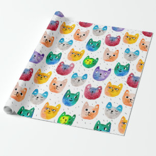 Aquarellkatzen und Freunde Geschenkpapier