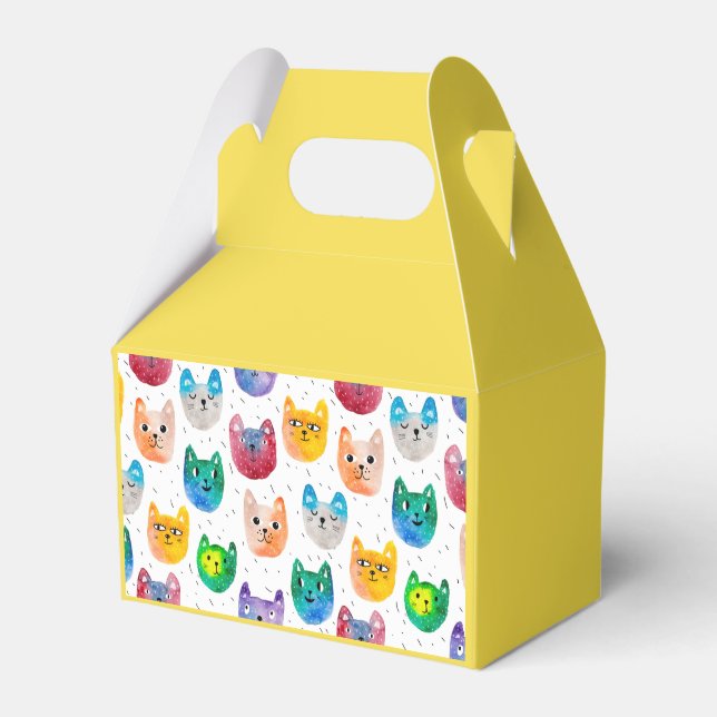 Aquarellkatzen und Freunde Geschenkschachtel (Vorderseite)