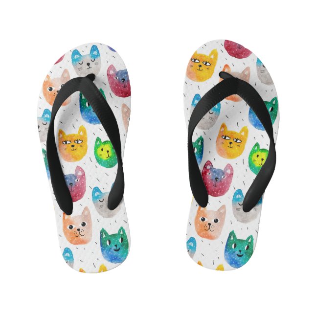 Aquarellkatzen und Freunde Kinderbadesandalen (Fußbett)