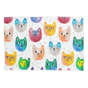 Aquarellkatzen und Freunde Kissenbezug