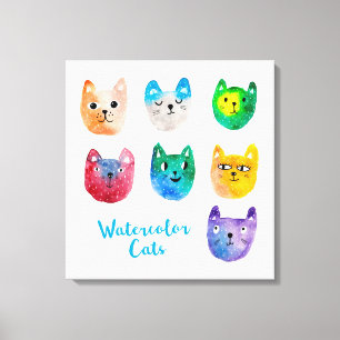 Aquarellkatzen und Freunde Leinwanddruck