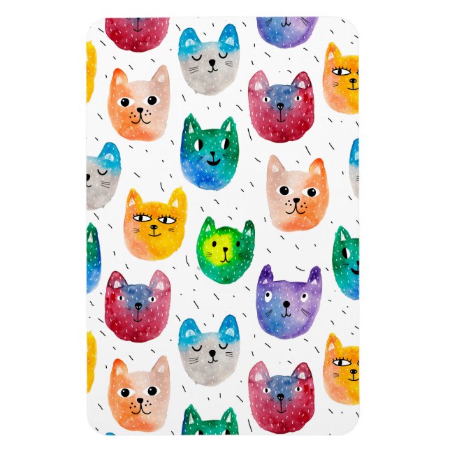 Aquarellkatzen und Freunde Magnet (Vertikal)