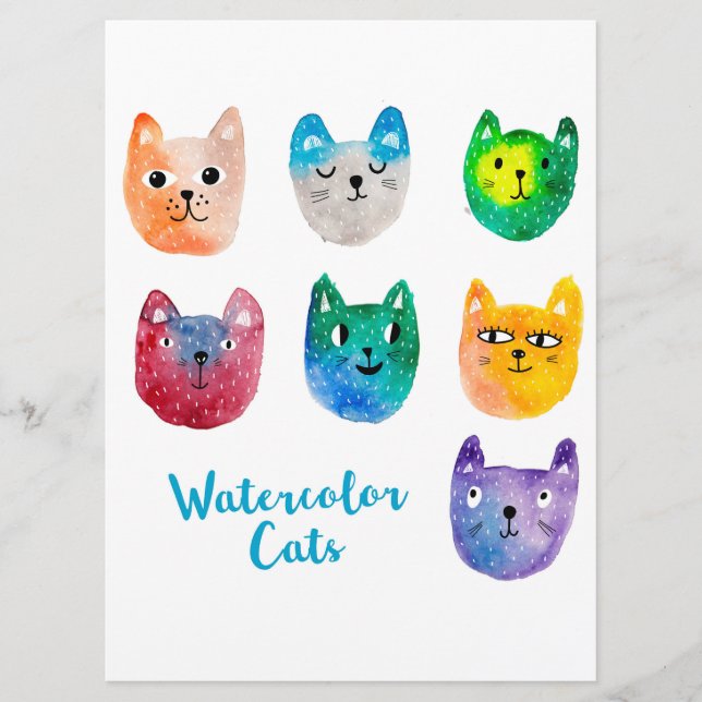 Aquarellkatzen und Freunde Menükarte (Vorderseite)