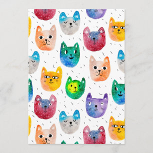 Aquarellkatzen und Freunde Menükarte