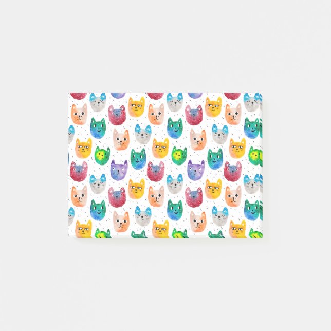 Aquarellkatzen und Freunde Post-it Klebezettel (Vorderseite)
