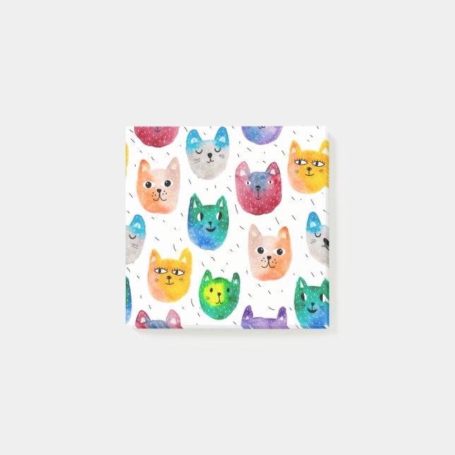 Aquarellkatzen und Freunde Post-it Klebezettel (Vorderseite)