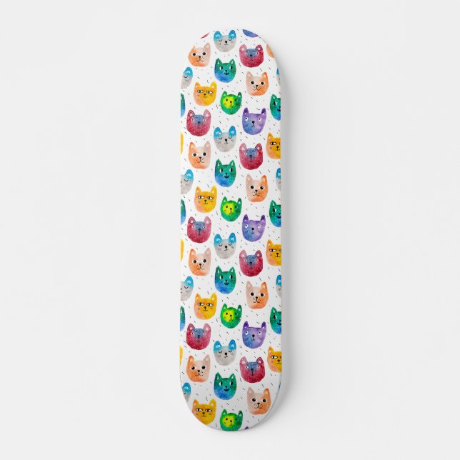 Aquarellkatzen und Freunde Skateboard (Vorne)