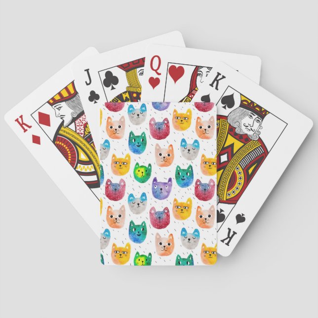Aquarellkatzen und Freunde Spielkarten (Rückseite)