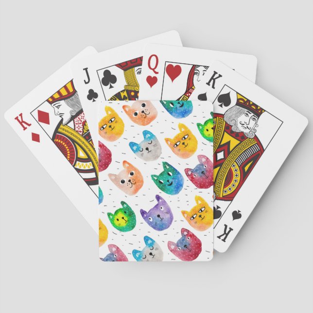 Aquarellkatzen und Freunde Spielkarten (Rückseite)