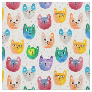 Aquarellkatzen und -freunde stoff