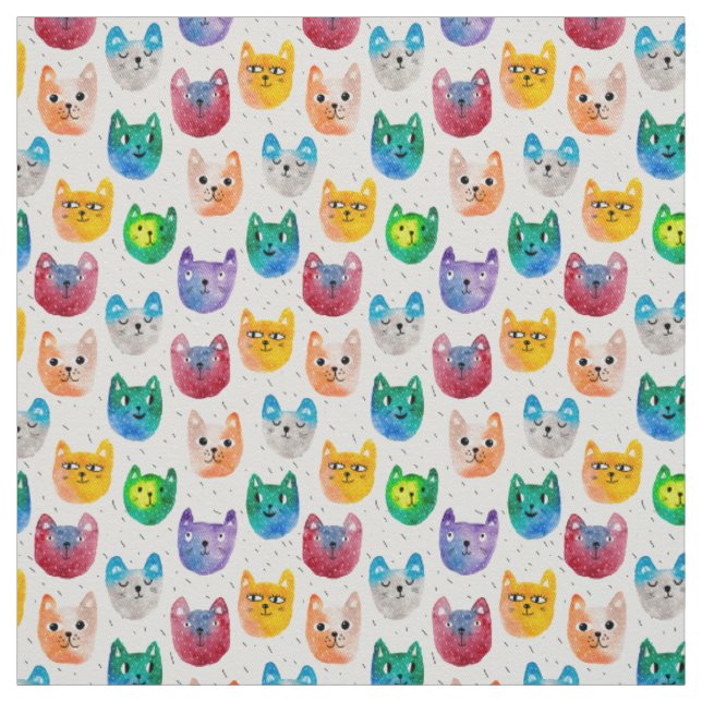 Aquarellkatzen und -freunde stoff (Muster)
