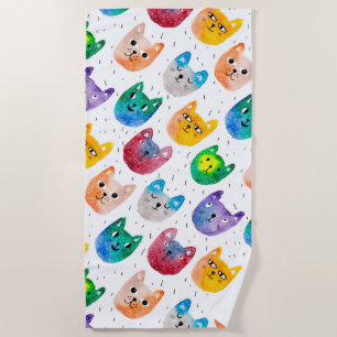 Aquarellkatzen und Freunde Strandtuch
