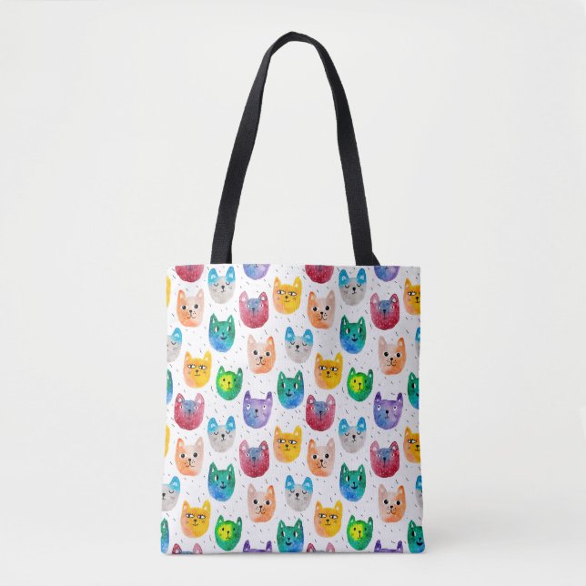 Aquarellkatzen und Freunde Tasche (Vorderseite)