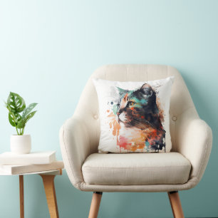Aquarellkatzenfarbe Kissen