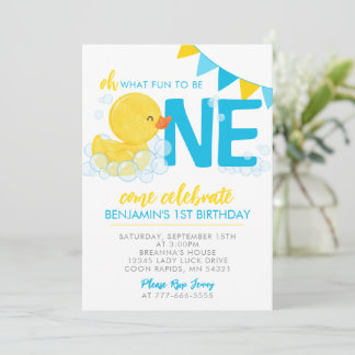 Aquarellkautschukente 1. Geburtstags-Party Einladung