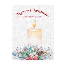 Aquarellkerze und Weihnachtsdekoration