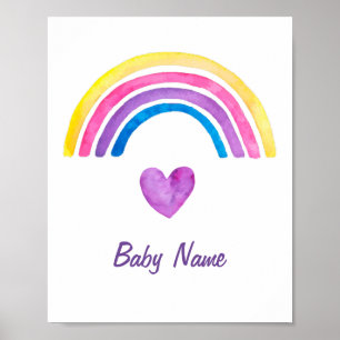 Aquarellkids Zimmerdekor Regenbogen Personalisiert Poster